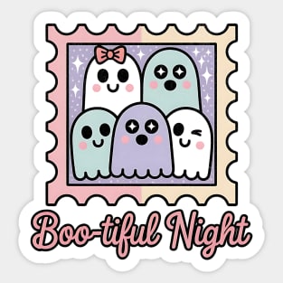 Boo-tiful Night Cute Ghost Stamp Design Sticker